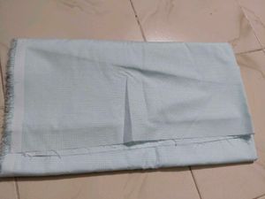 White Checked Light Blue Line Cotton Shirt piece