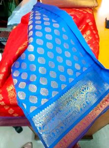 Banarasi Silk Red Ari Work Saree With Blouse