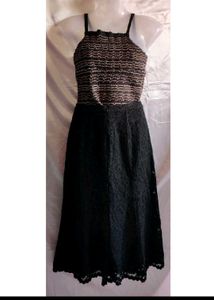 Elegant Lace Black Skirt With A Crop Top