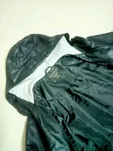 Black Hooded Leather Jacket