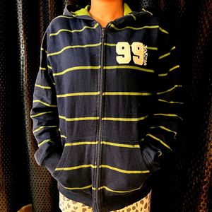 Striped Zip-Up Hoodie Freesize