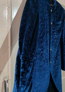 Navy Blue Velvet Indo Western