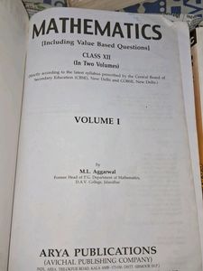 CLASS 12TH ML AGARWAL VOLUME 1
