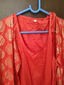 BIBA Elegant Coral Printed Tiered Kurta