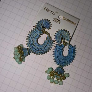 Boho Blue Jhumka Earrings