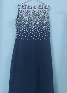 A Navy Blue Patterned Dress