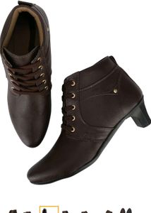 Brown Lace-Up Heel Ankle Boots