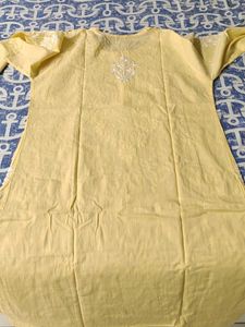 Yellow Cotton Chikkanari Kurta