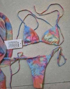 3pc String Tie-dye Bikini Set