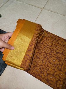 Brown Cotton Saree