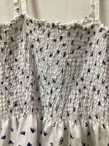 White Smocked Sundress with Print