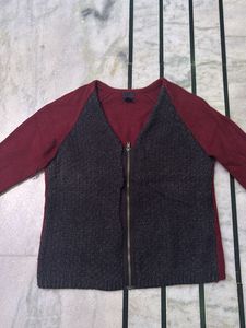 Maroon And Black Sweater For Women