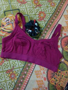Soft Pure Cotton Sports Bra With A Scrunchie
