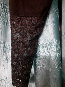 Net Embroidered Black Leggings L Or Xl Size