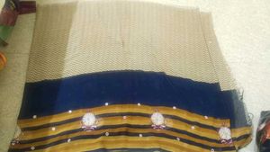 Embroidered Chevron &amp; Striped Sari