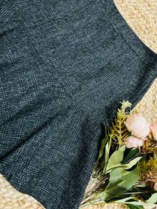 Charcoal Check Mini Flared Skirt