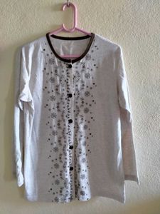 Embellished Button-Down Top