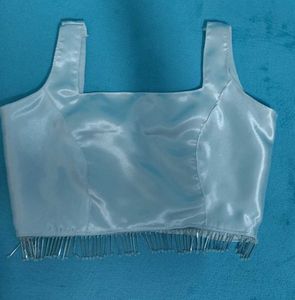 Black And White Satin Blouse Combo