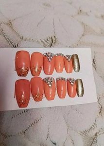 Peach Sparkle Press-On Nails