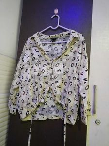 Trendy Leopard Print Sheer Shirt With Collar