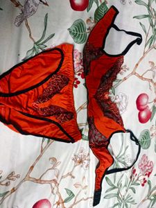 Orange Lace Lingerie Set