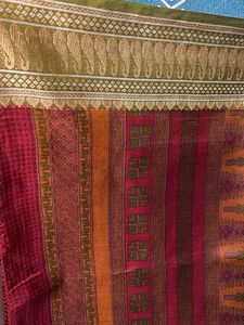 Maroon Saree with Green Border