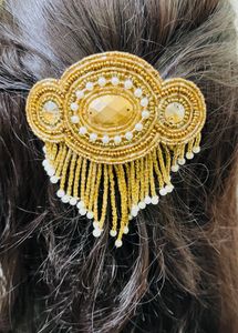 Brown Beaded hair Clip