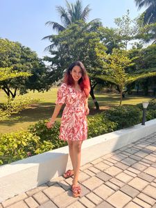 Floral Orange White Dress
