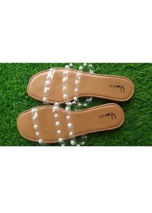Pearl Embellished Flat Sandals
