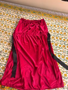 Red Satin Strapless Dress Freesize