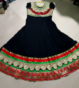 Black Embroidered Anarkali Kurti