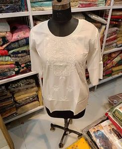 Chikankari-Style Cotton Kurti