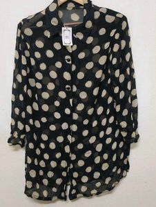 Trendy New Polka Dot Sheer Top
