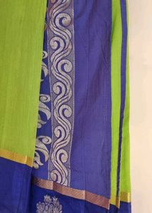 Elegant Blue Green Saree with Blouse Piece