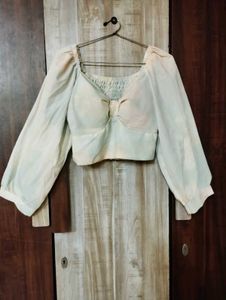 Tie-Front Long Sleeve Crop Top