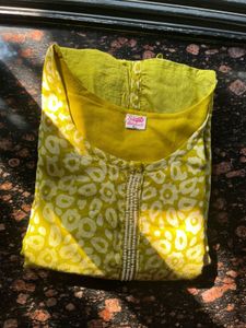 Lime green with white motif kurta
