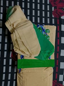 Beautiful Vanilla And Green Colour Kurti