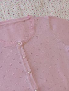 Pink pointelle knit Cardigan