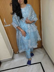 blue pakistani mirror work  Xl Kurta Set Women Wed