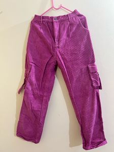 Purple Corduroy Cargo Pants
