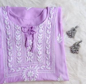 Lavendar Chikankari Kurta- Premium