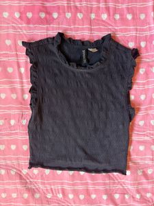 H&amp;M Black Sleeveless Top/ SMOCKED JERSEY TOP