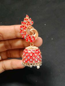 Red Jhumka Earrings