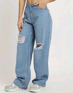 Full Length Light Wash Distressed Jeans