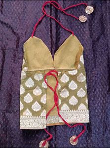 Green Brocade Halter Top