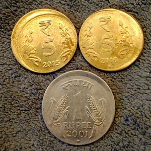 ₹5 Brass & ₹1 FSS Error Coins