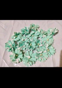 Mint Green Paper Flower Embellishments