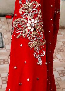 Red heavy Handwork Sharara Set Full Zircon Work