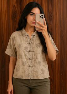 Floral Knot-Button Top