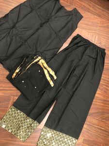 Elegant Black &amp; Gold Anarkali Suit